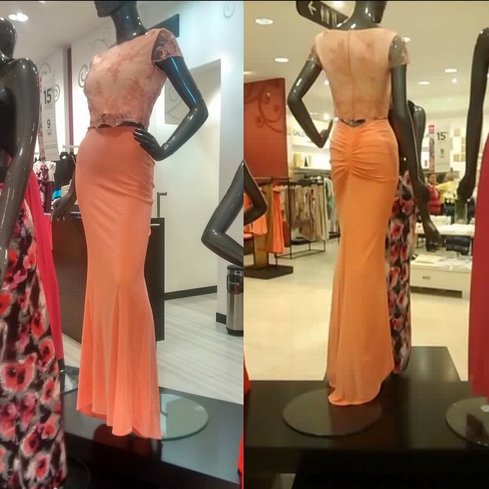 Coral two piece prom dress